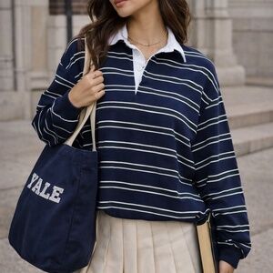 Brandy Melville Evelyn striped long-sleeved rugby polo shirt